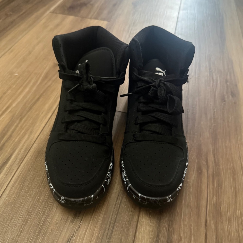 Puma Rebound V6 Marble Mid Black White Sneakers 395114-01 Kids Size 7Y - Picture 3 of 9